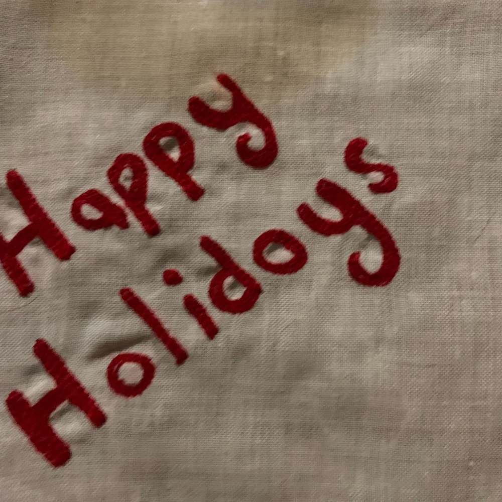 Holiday Postcards Cocktail Napkins Embroider Christmas Cloth Mid Century Linens - Picture 12 of 14
